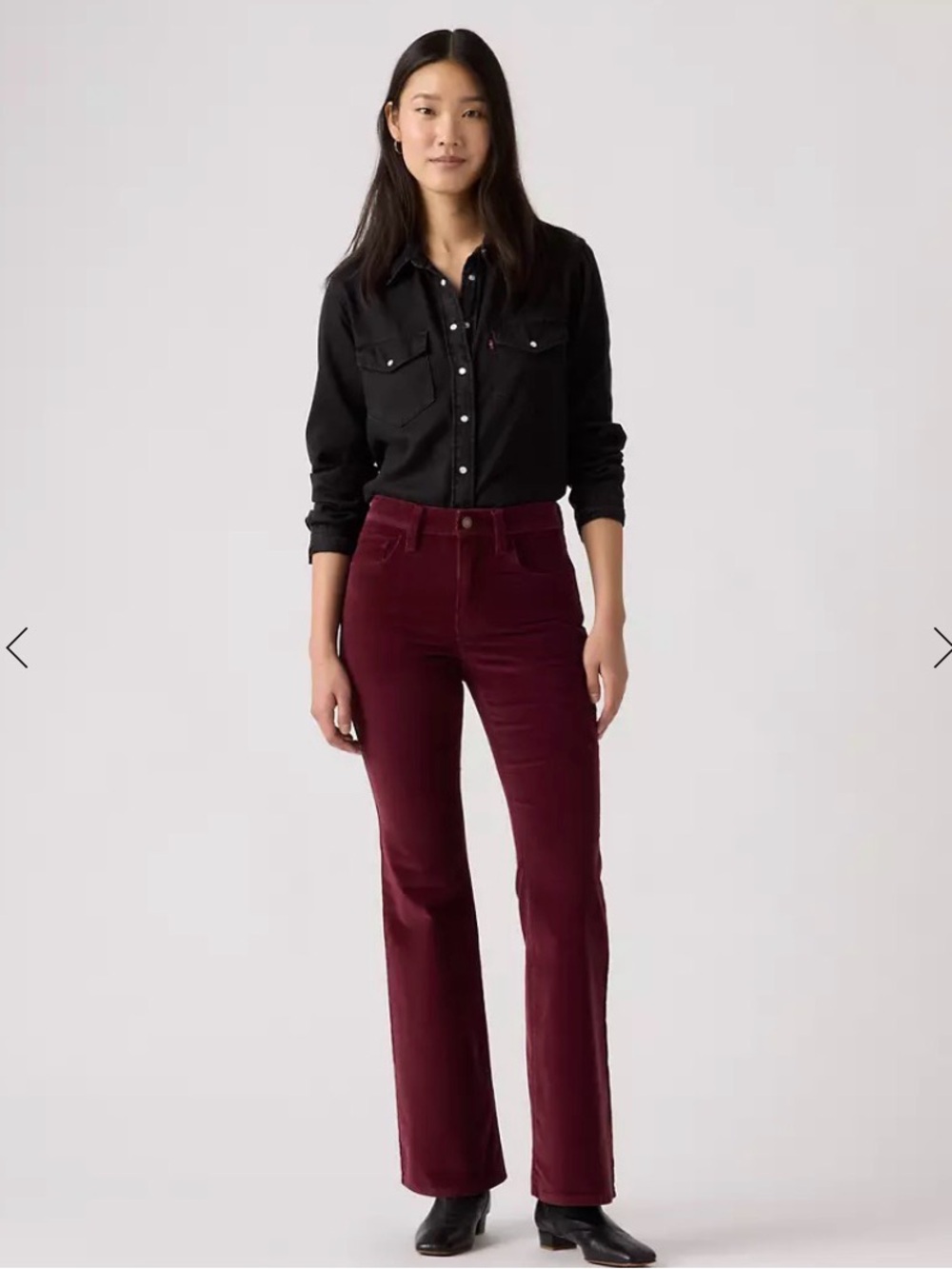 Levi's 726 High Rise Flare Corduroy Pants Jeans Burgundy Waist 27/32